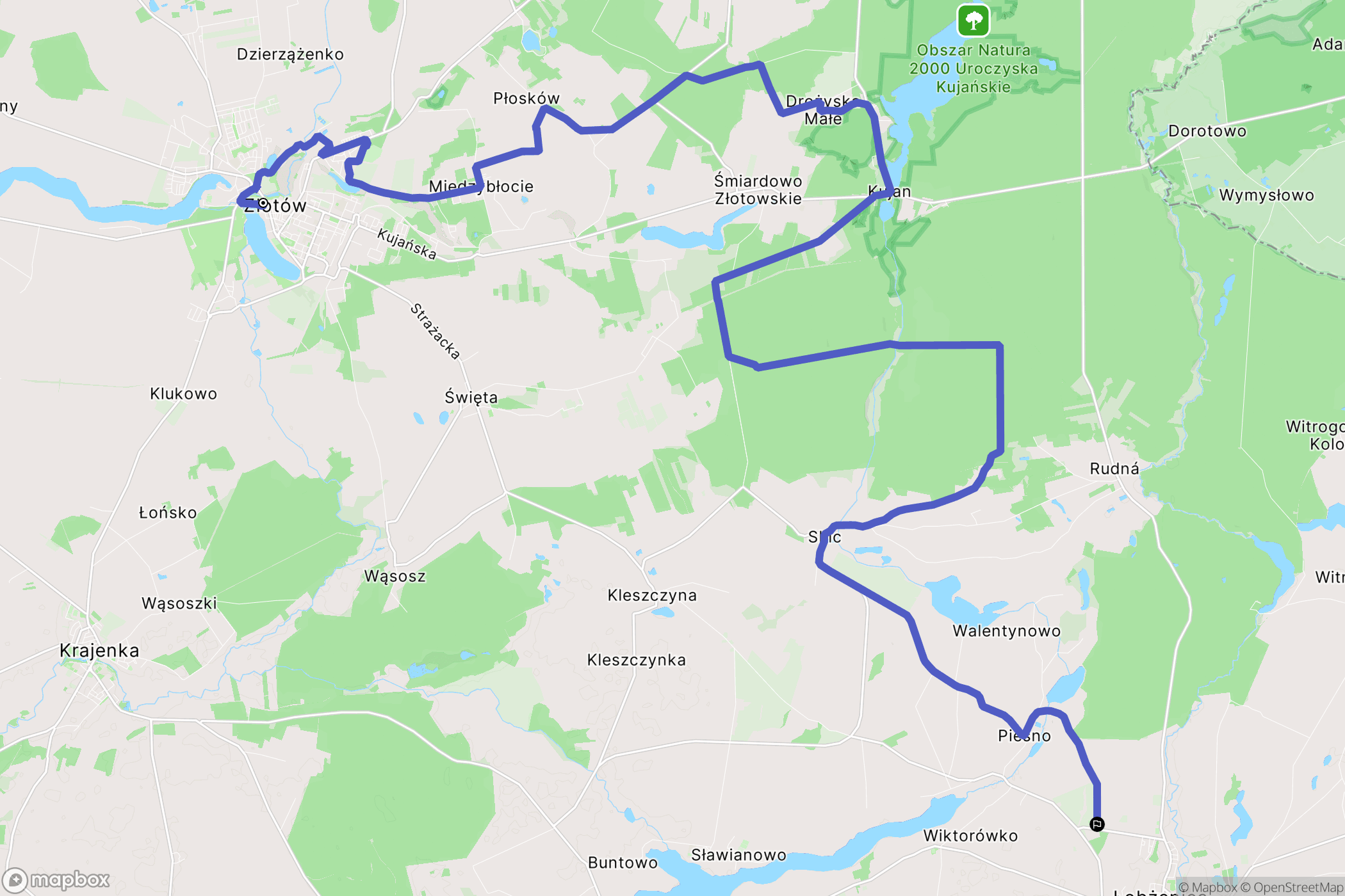 Złotów: mapa trasy - Poland