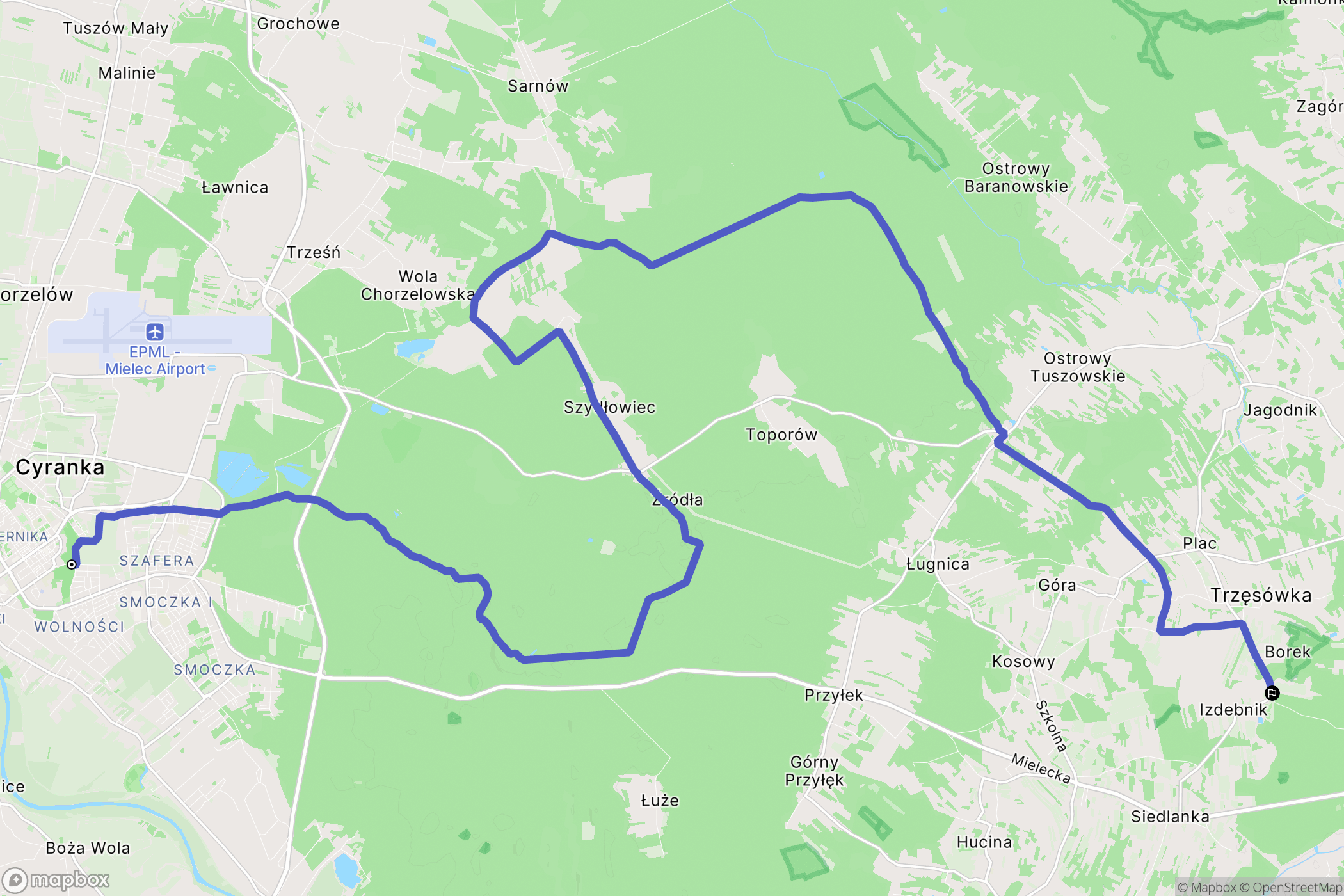 Mielec: mapa trasy - Poland