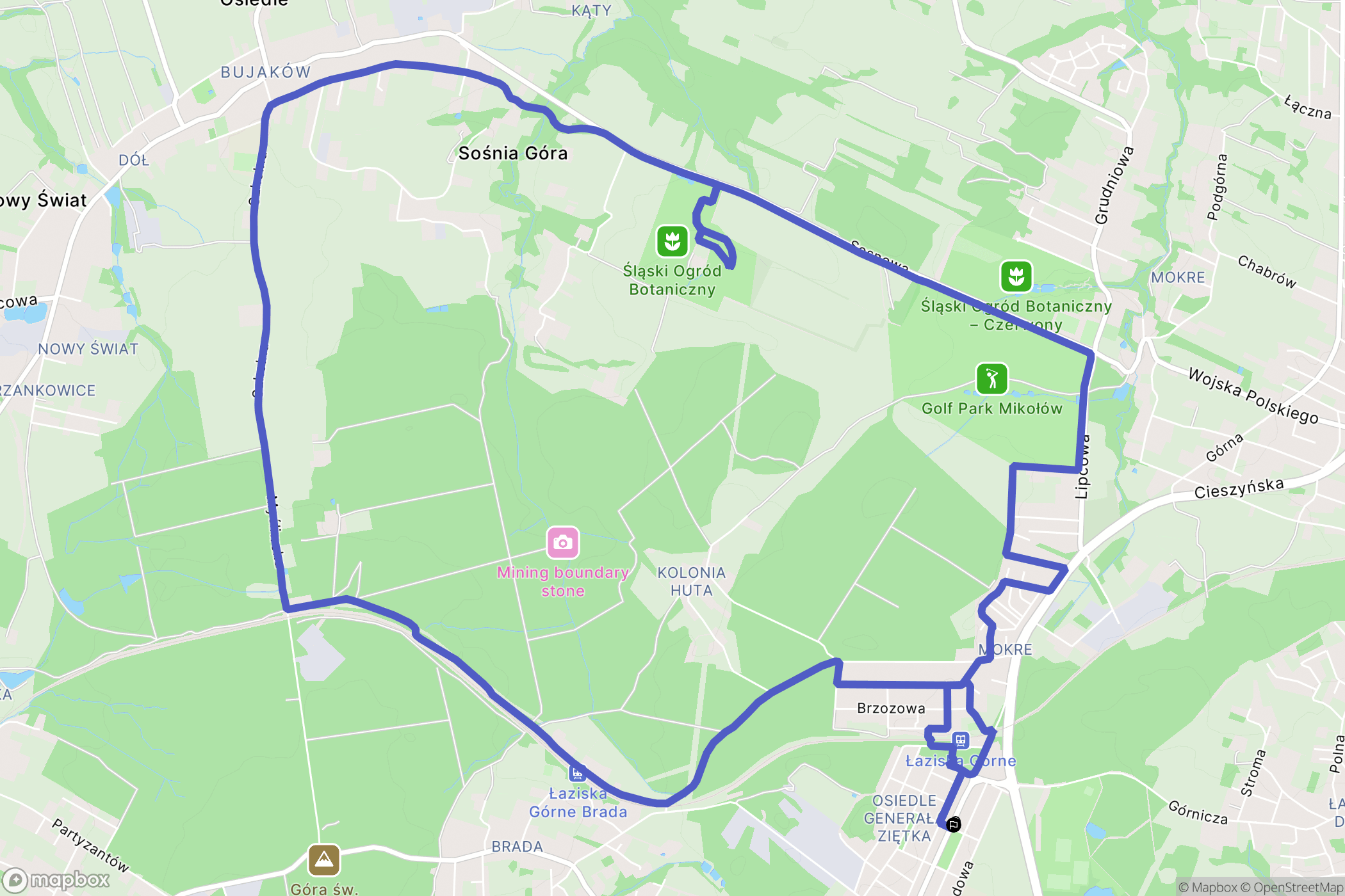 Łaziska Górne: mapa trasy - Poland