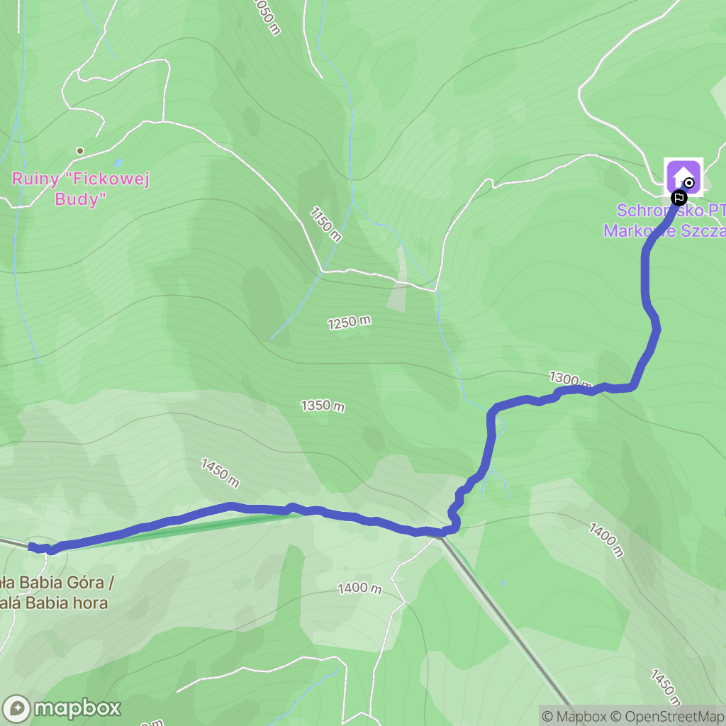Zawoja: mapa trasy - Poland