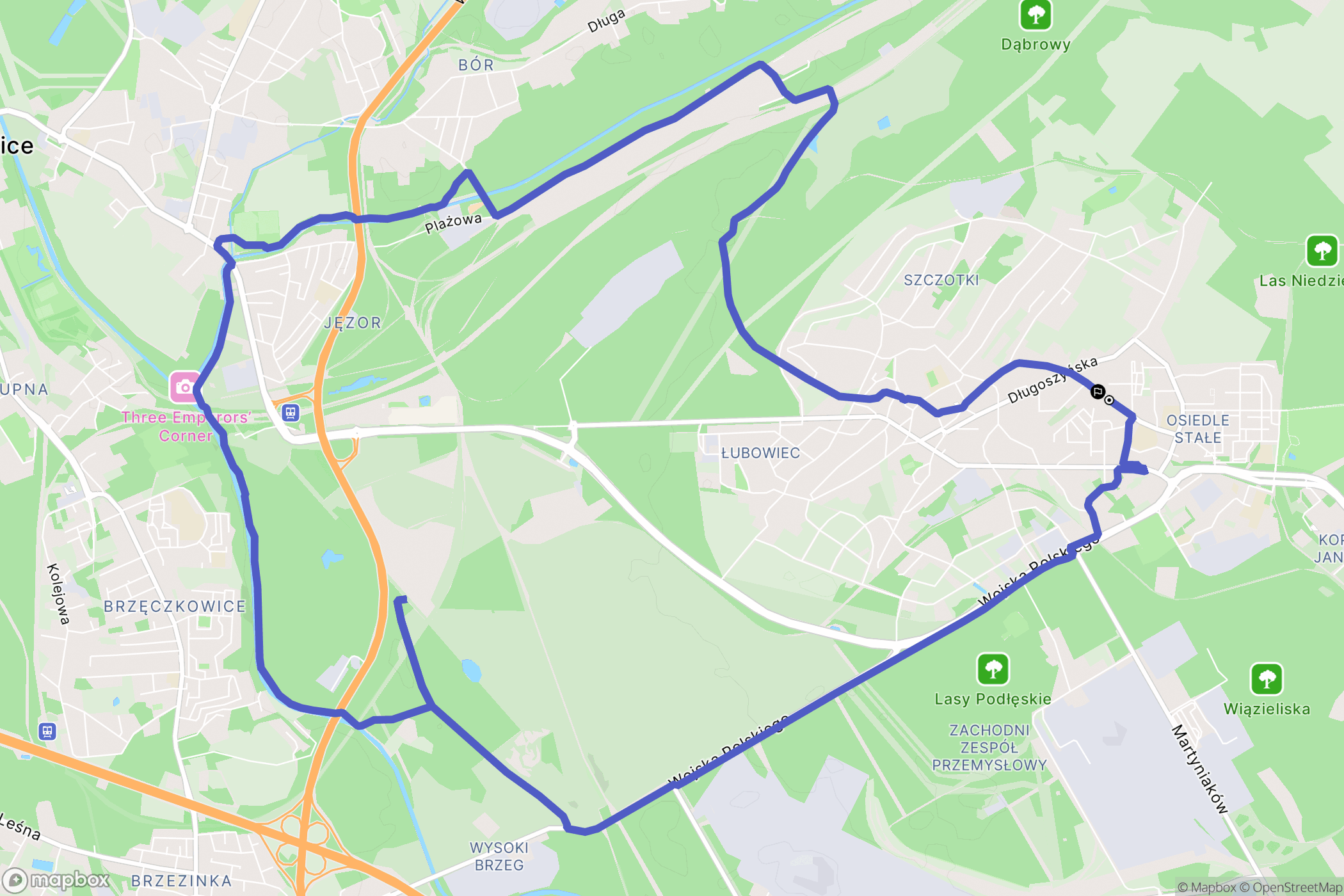 Jaworzno: mapa trasy - Poland