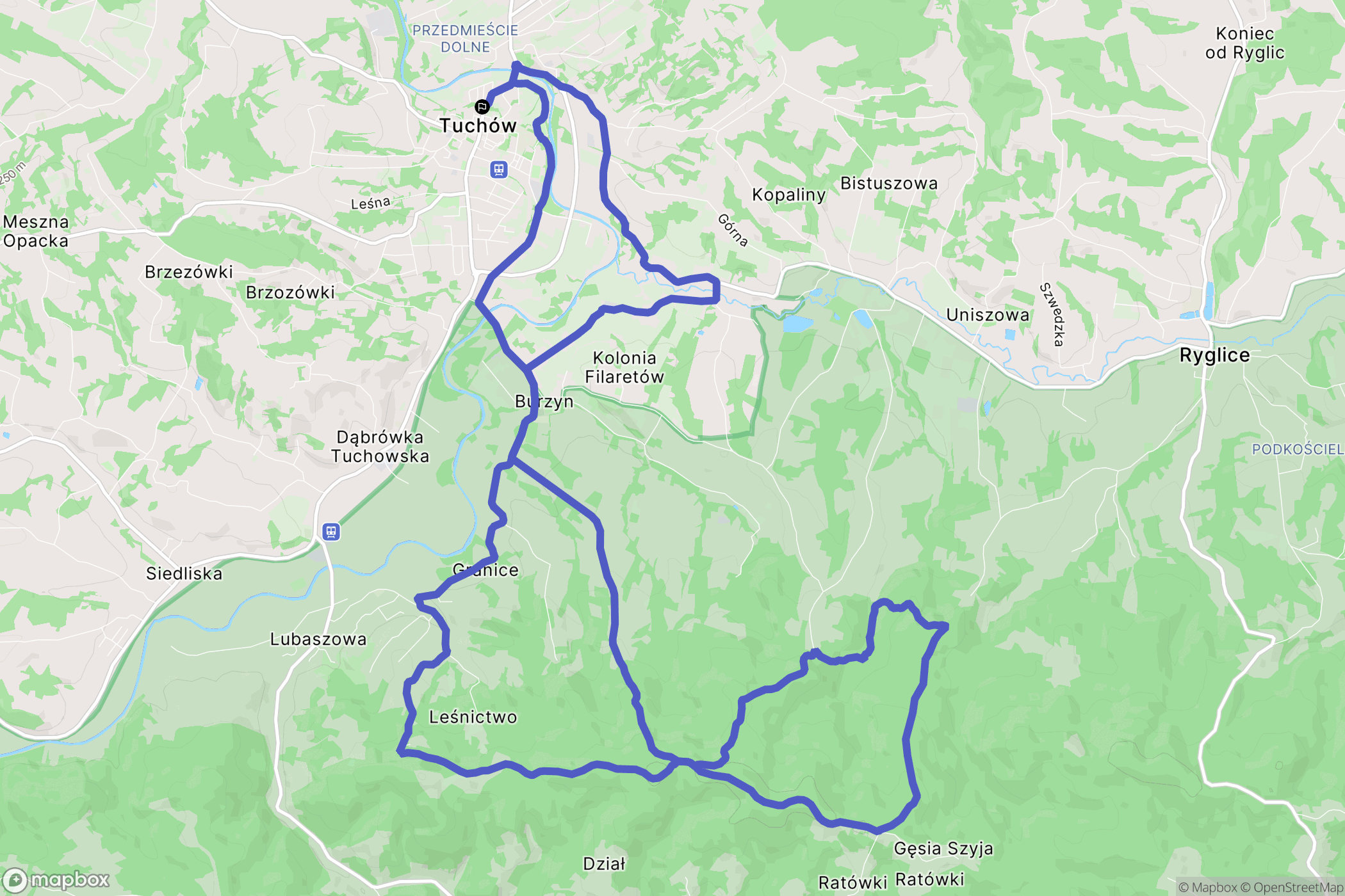Tuchów: mapa trasy - Poland
