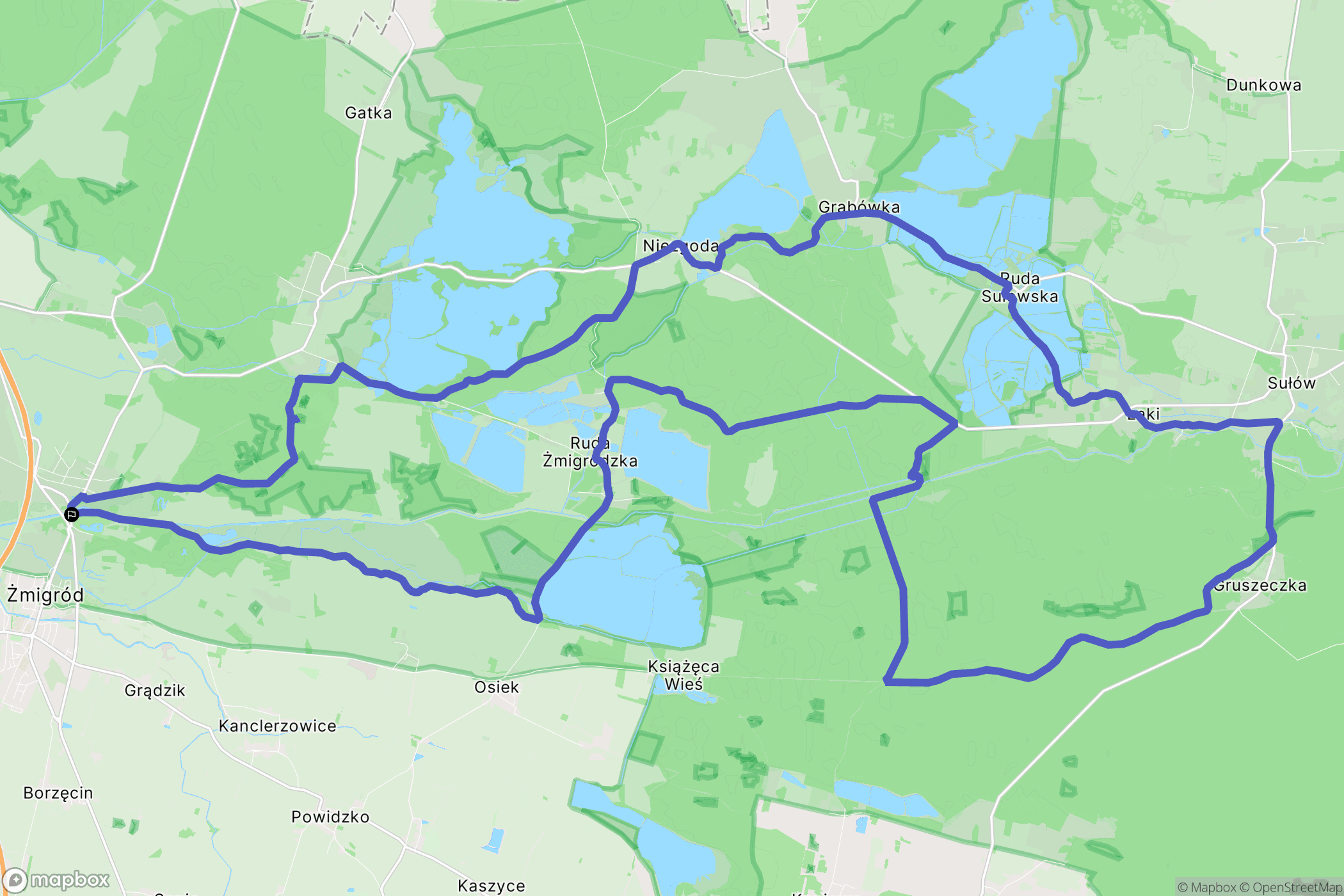 Żmigród: mapa trasy - Poland