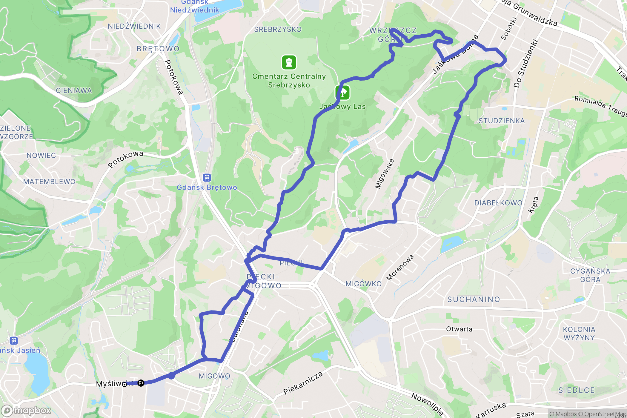 Gdańsk: mapa trasy - Poland