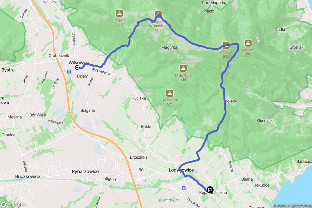 Wilkowice: mapa trasy - Poland