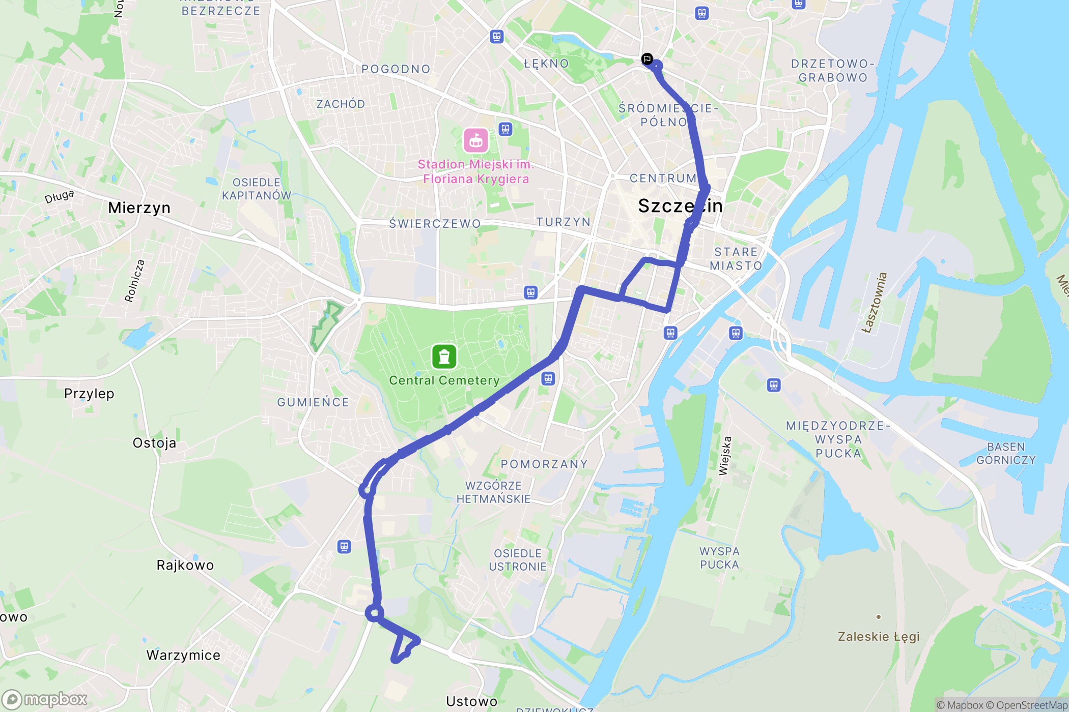 Szczecin: mapa trasy - Poland