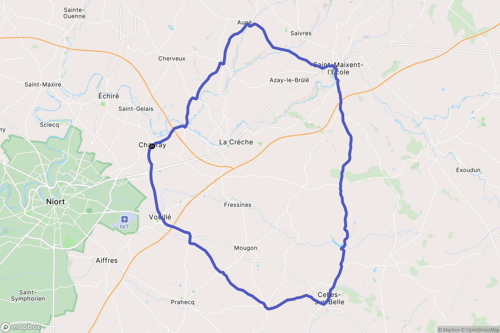 Chauray : carte du parcours de randonnée - France