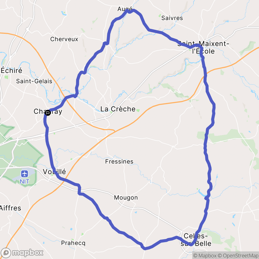 Chauray : carte du parcours de randonnée - France