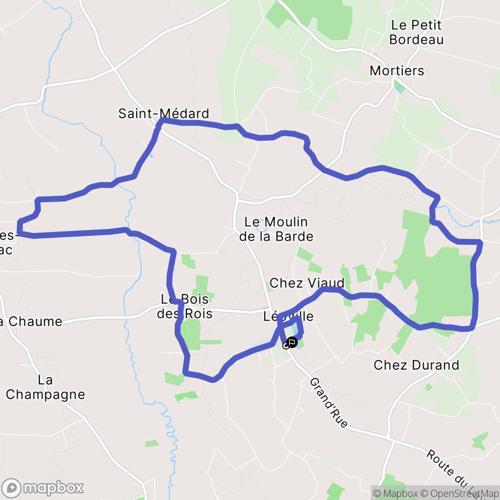 Léoville : carte du parcours de randonnée - France