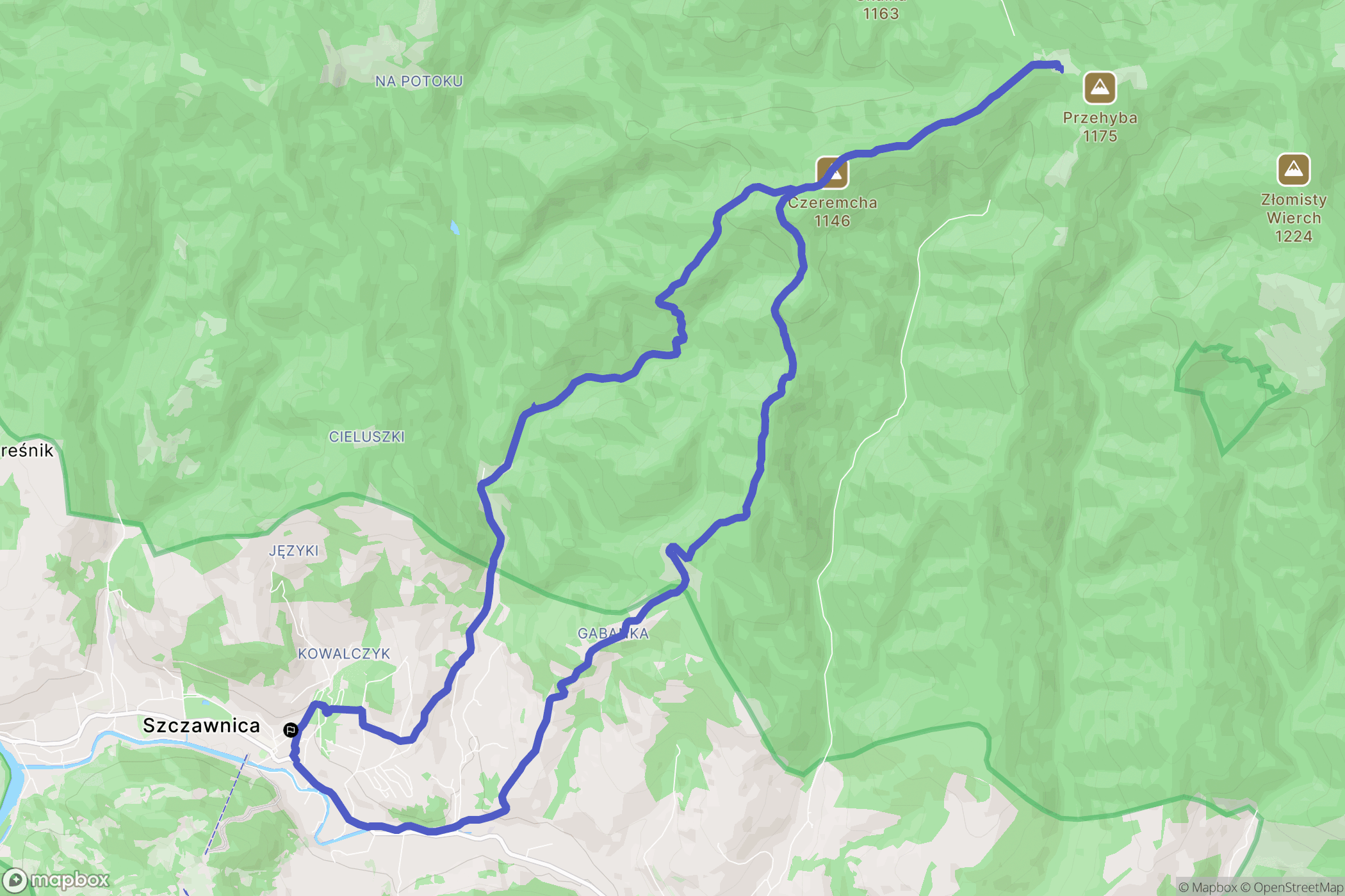 Szczawnica: mapa trasy - Poland
