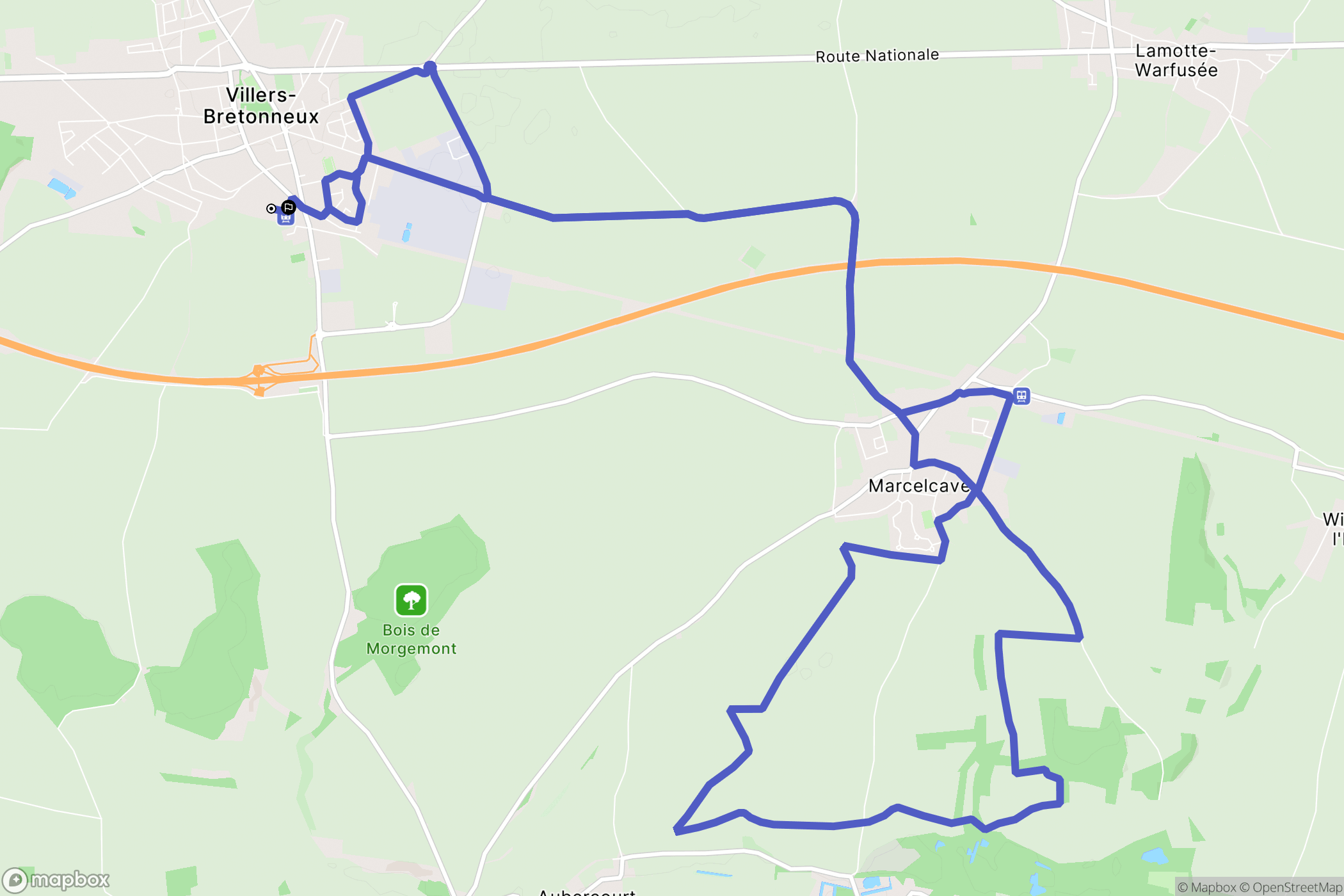 Villers-Bretonneux : carte du parcours de randonnée - France