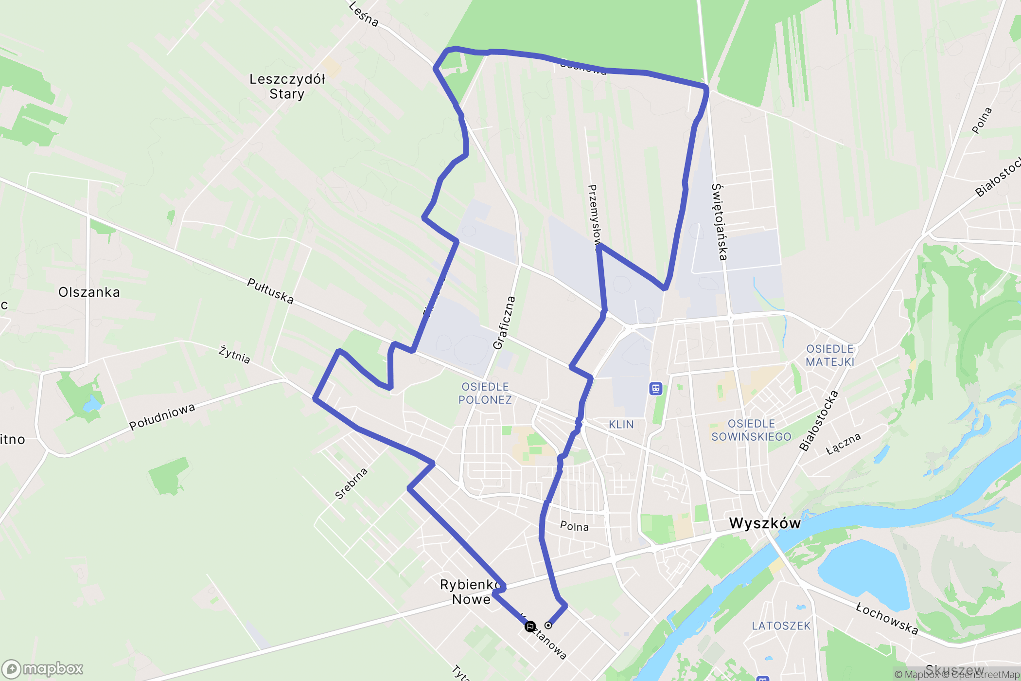 Wyszków: mapa trasy - Poland