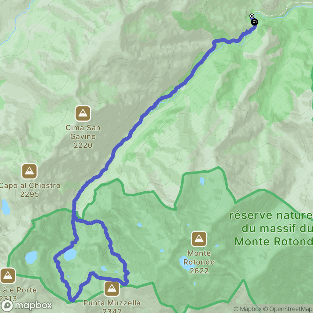 Corte : carte du parcours de randonnée - France