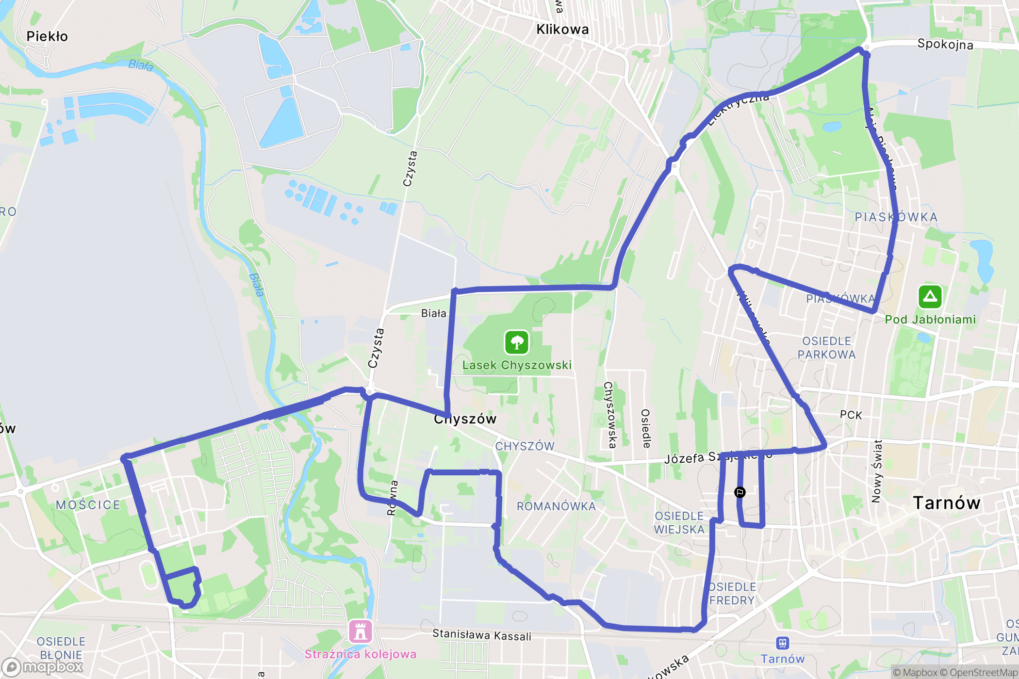Tarnów: mapa trasy - Poland
