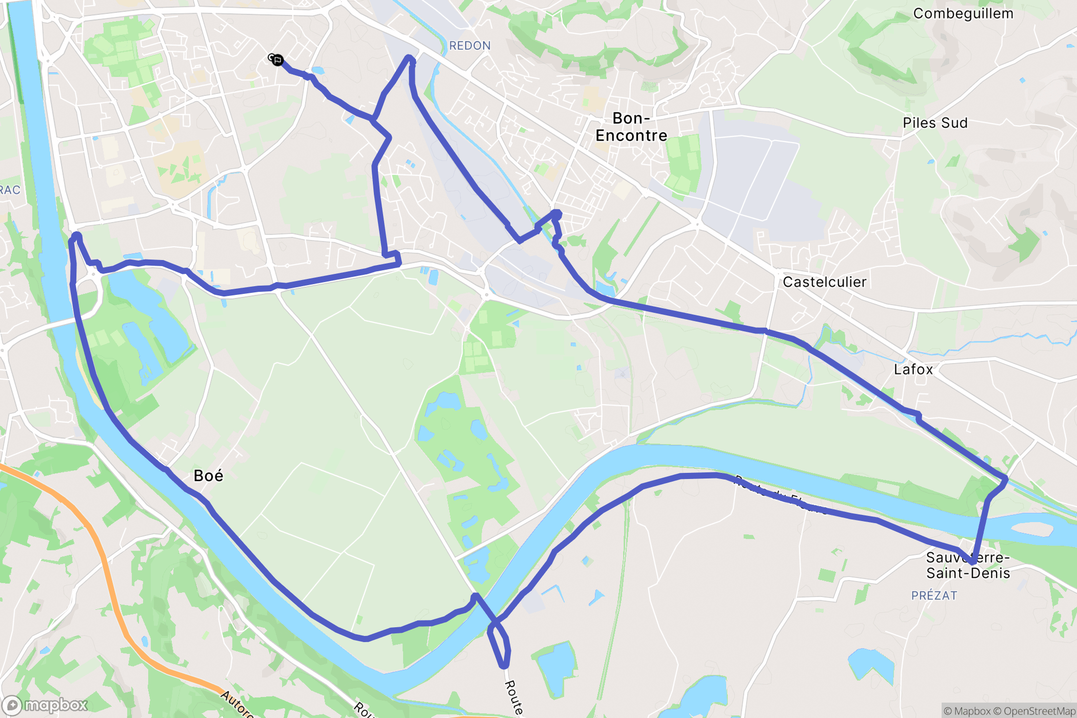 Agen : carte du parcours de randonnée - France