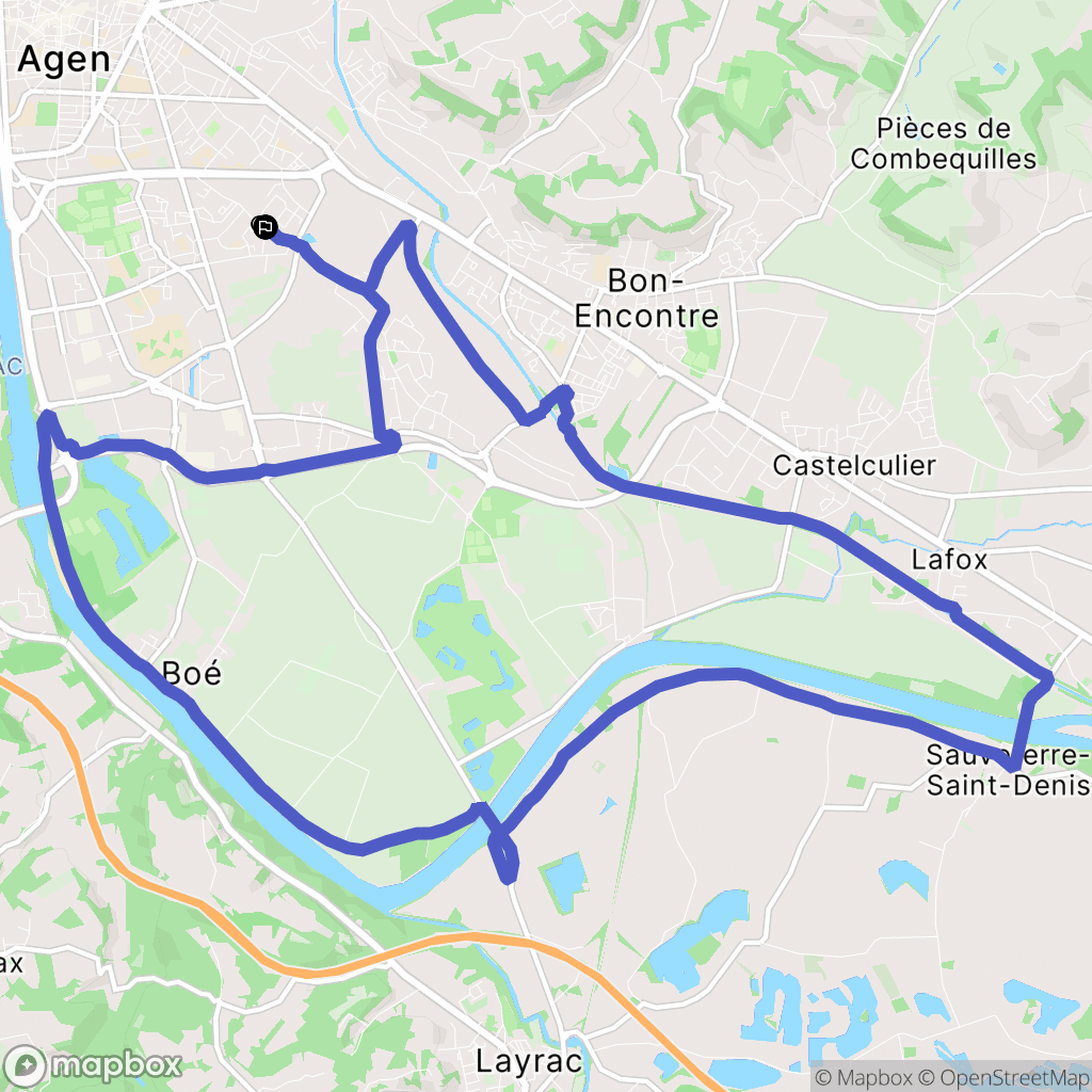 Agen : carte du parcours de randonnée - France