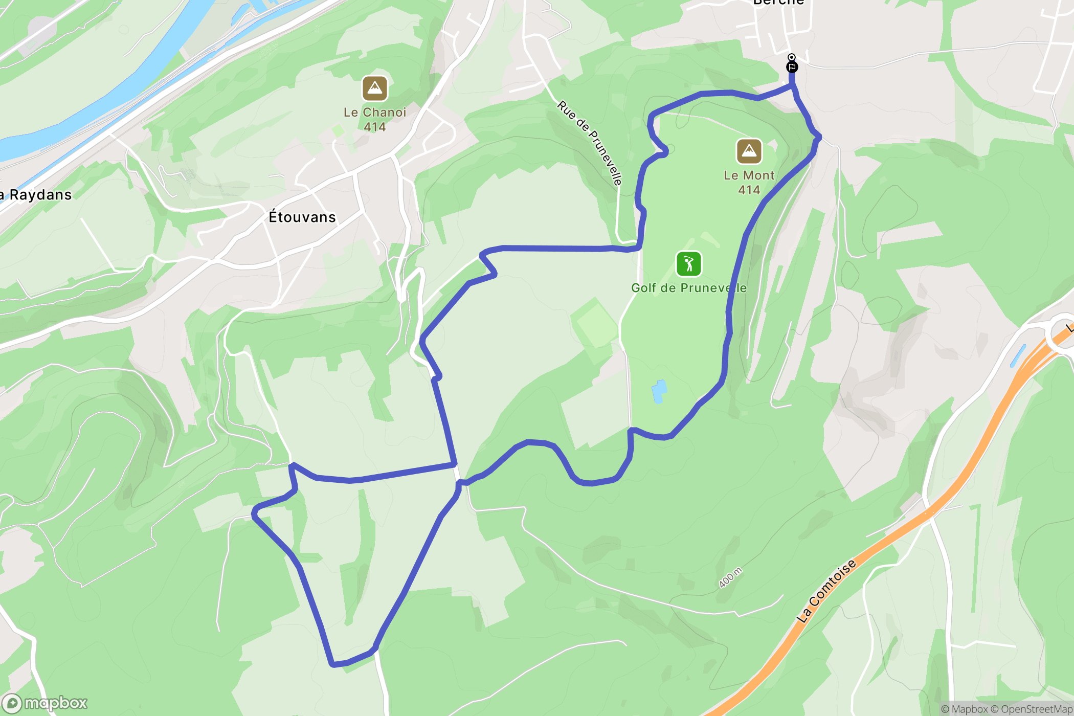 Berche : carte du parcours de randonnée - France