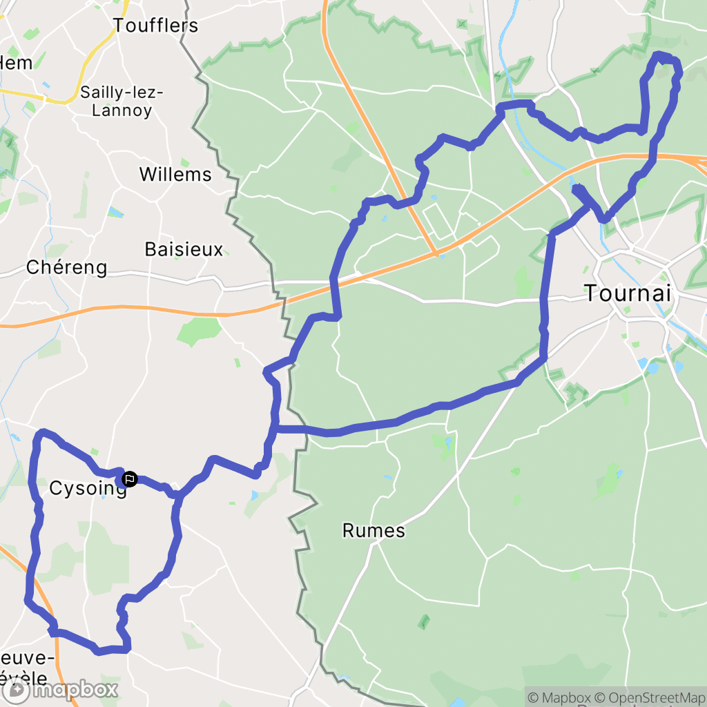 Cysoing : carte du parcours de randonnée - France