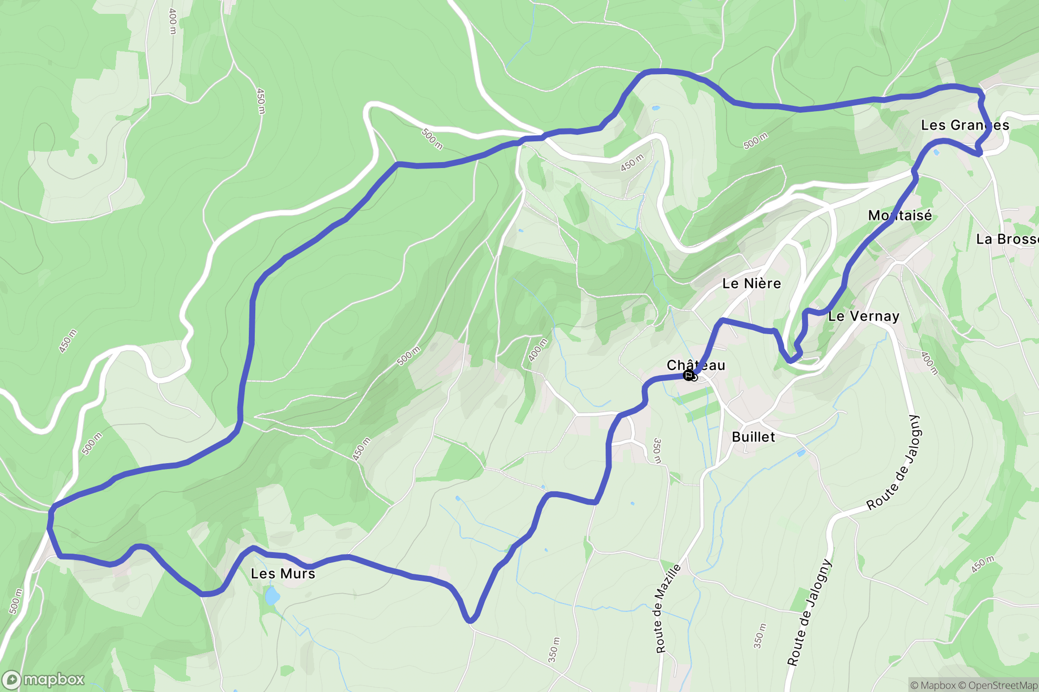 Château : carte du parcours de randonnée - France