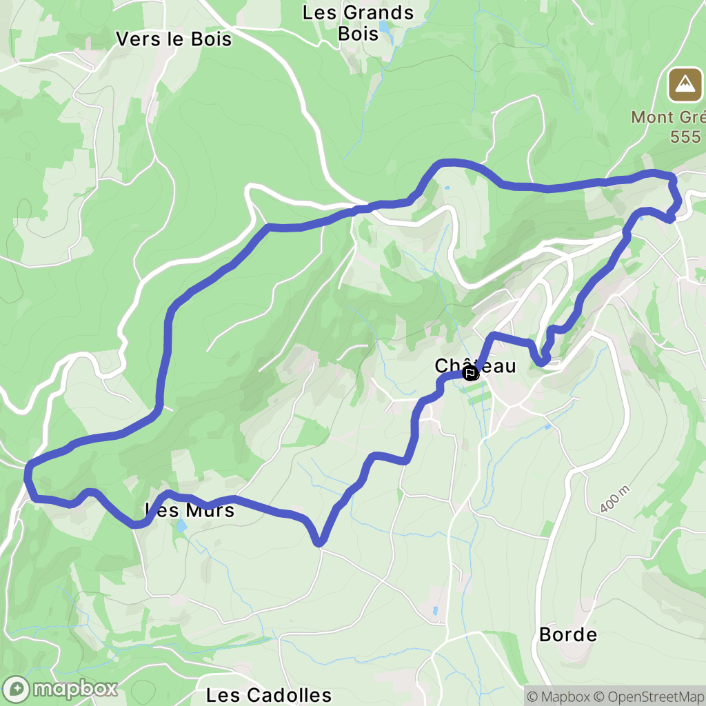 Château : carte du parcours de randonnée - France