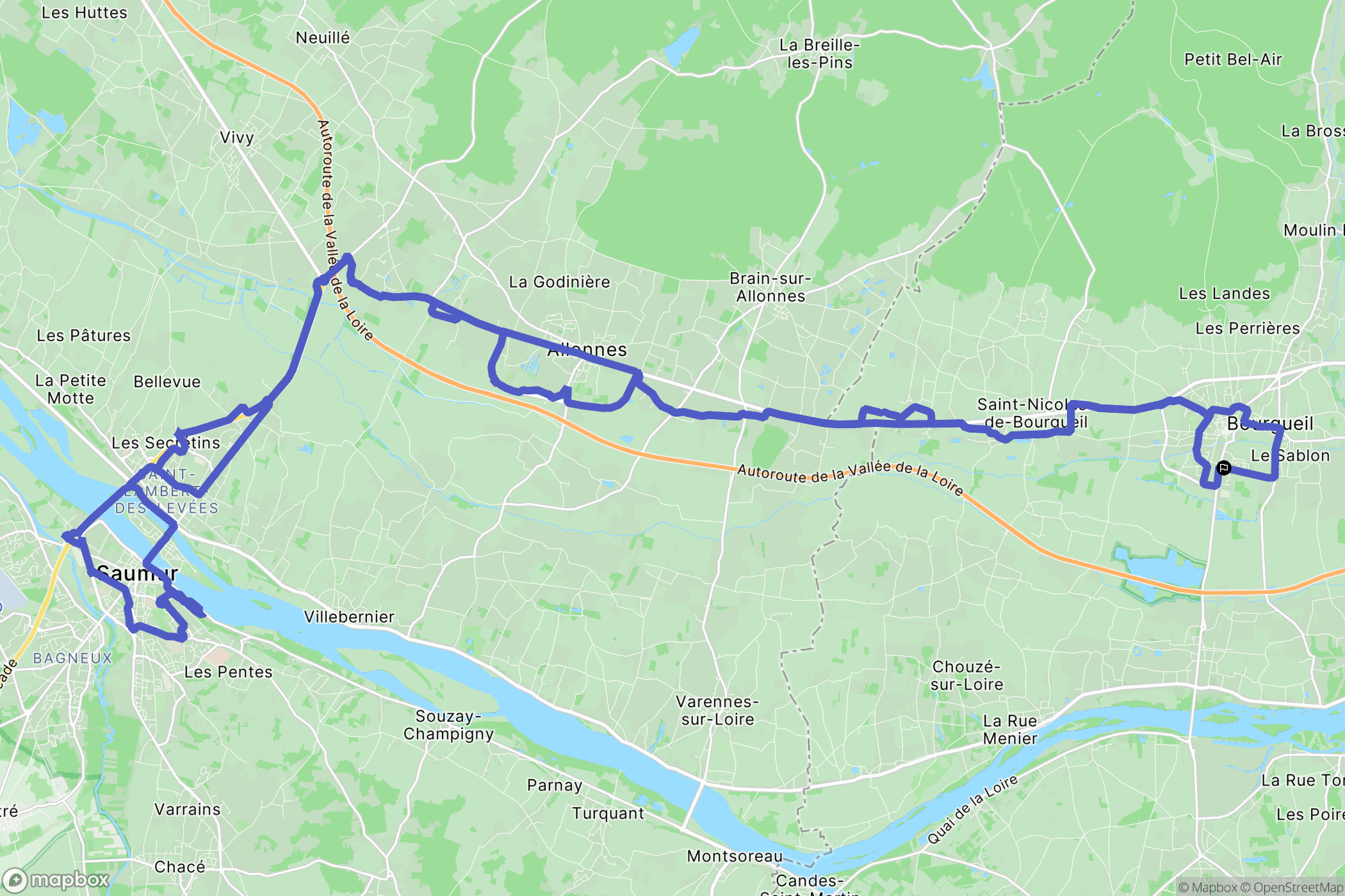 Bourgueil : carte du parcours de randonnée - France