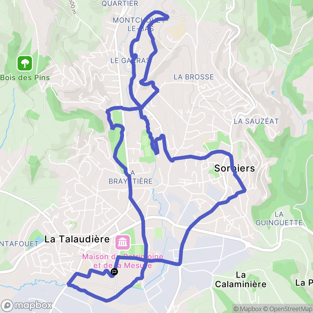 La Talaudière : carte du parcours de randonnée - France