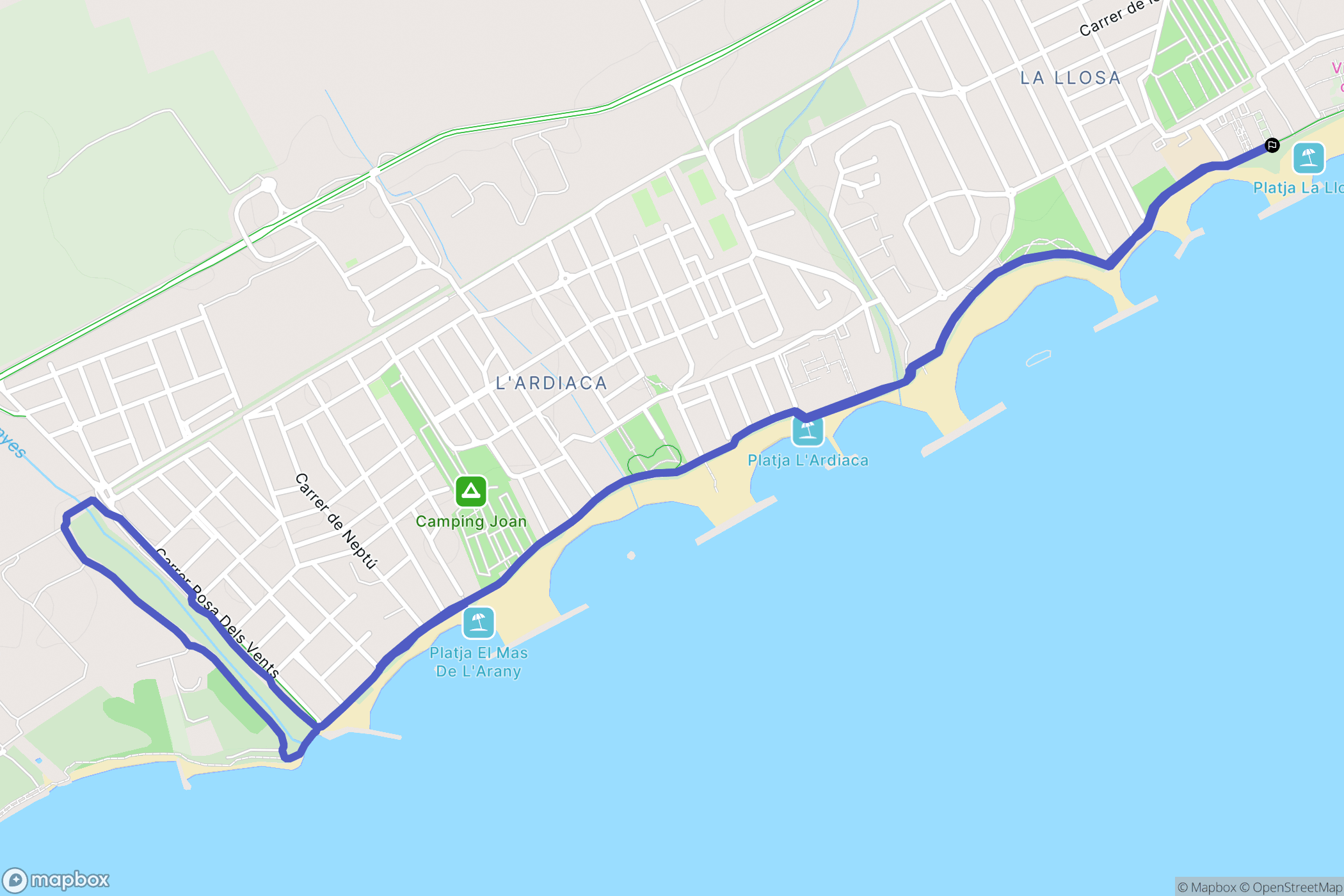 Cambrils : carte du parcours de randonnée - Spain