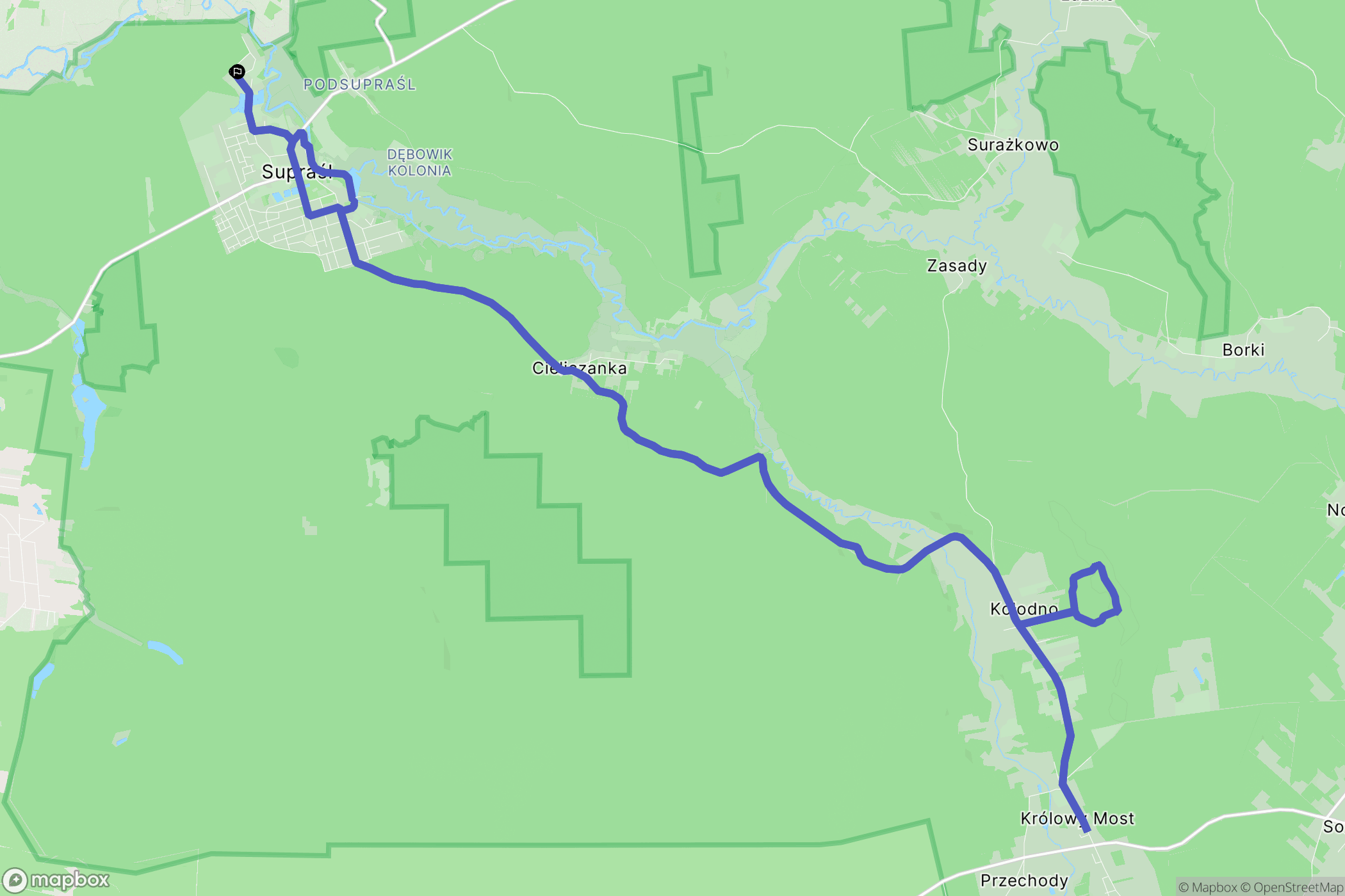 Supraśl: mapa trasy - Poland