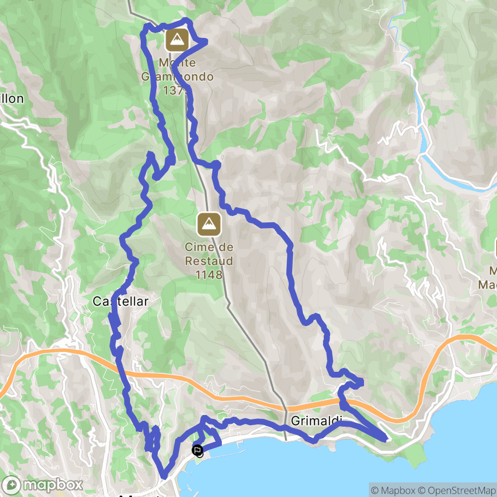 Menton : carte du parcours de randonnée - France