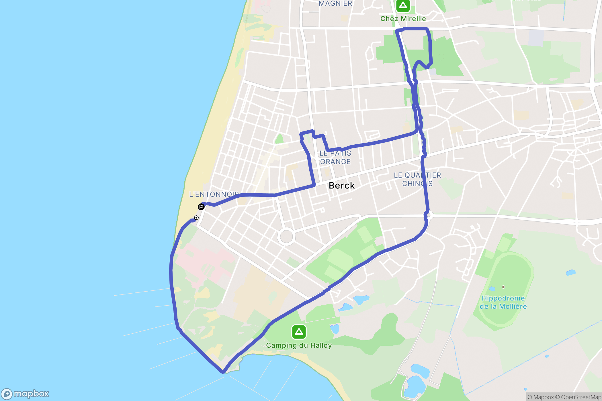 Berck : carte du parcours de randonnée - France