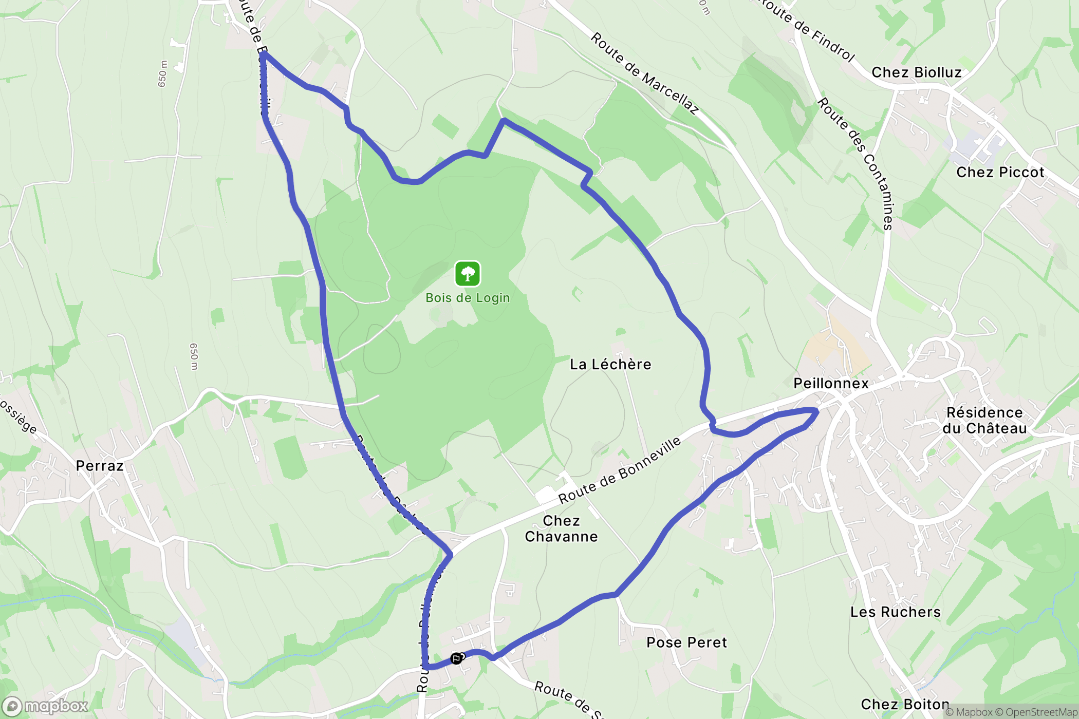 Faucigny : carte du parcours de randonnée - France