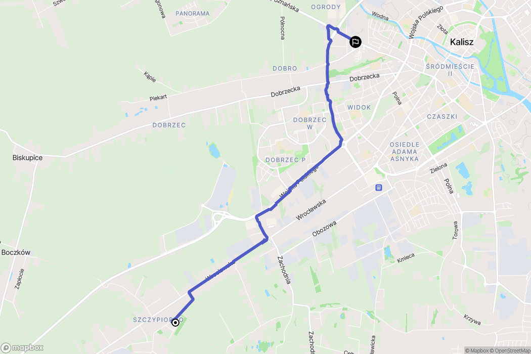 Kalisz: mapa trasy - Poland