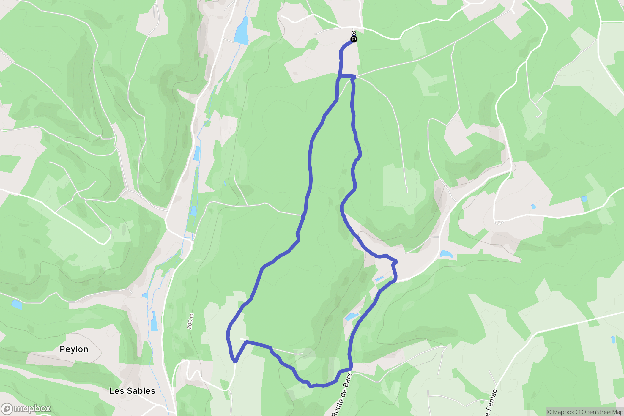 Bars : carte du parcours de randonnée - France