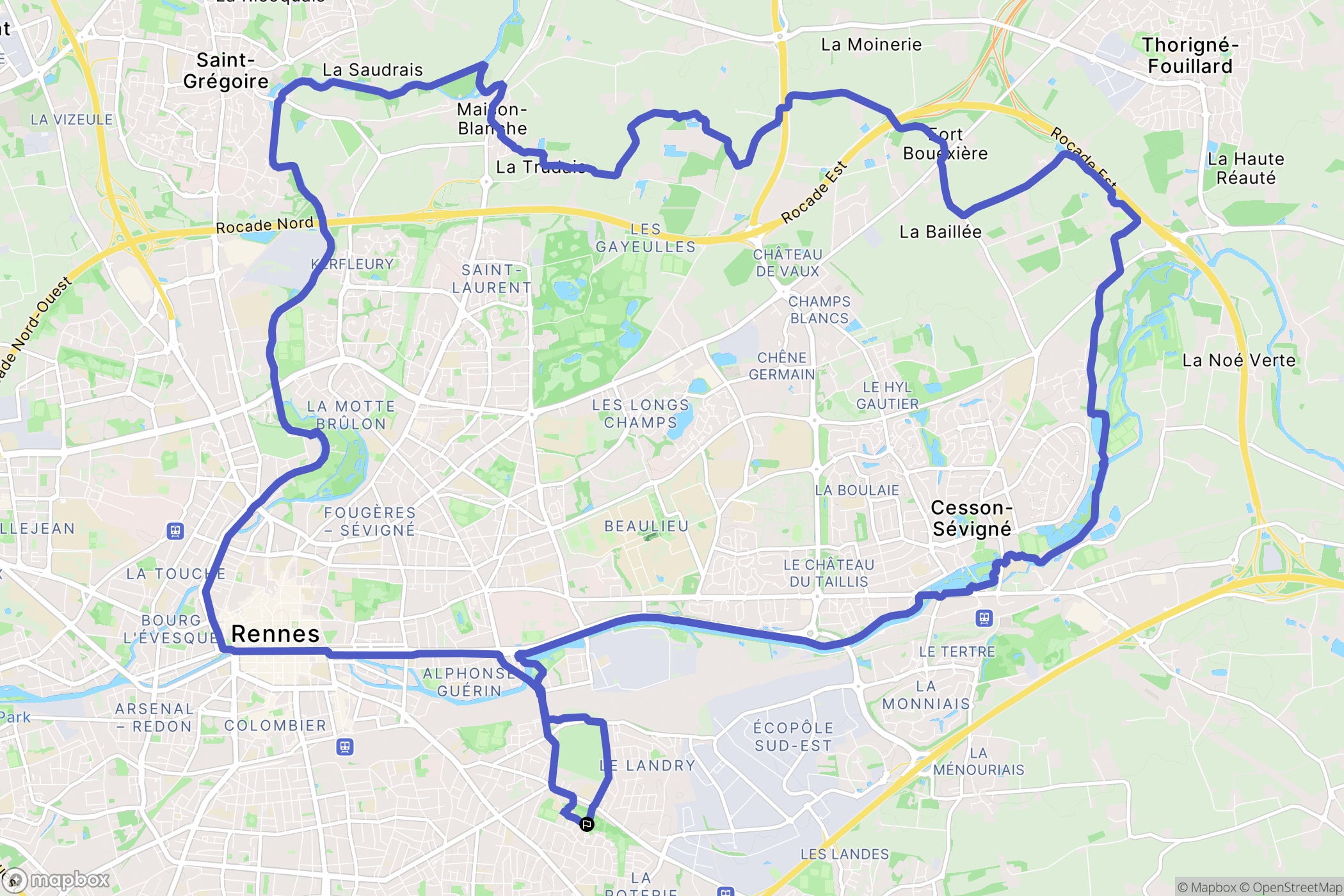 Rennes : carte du parcours de randonnée - France