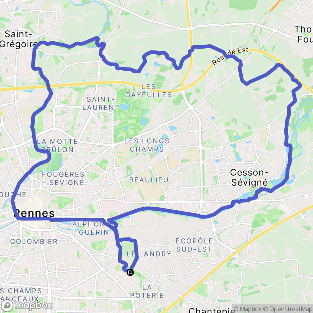 Rennes : carte du parcours de randonnée - France