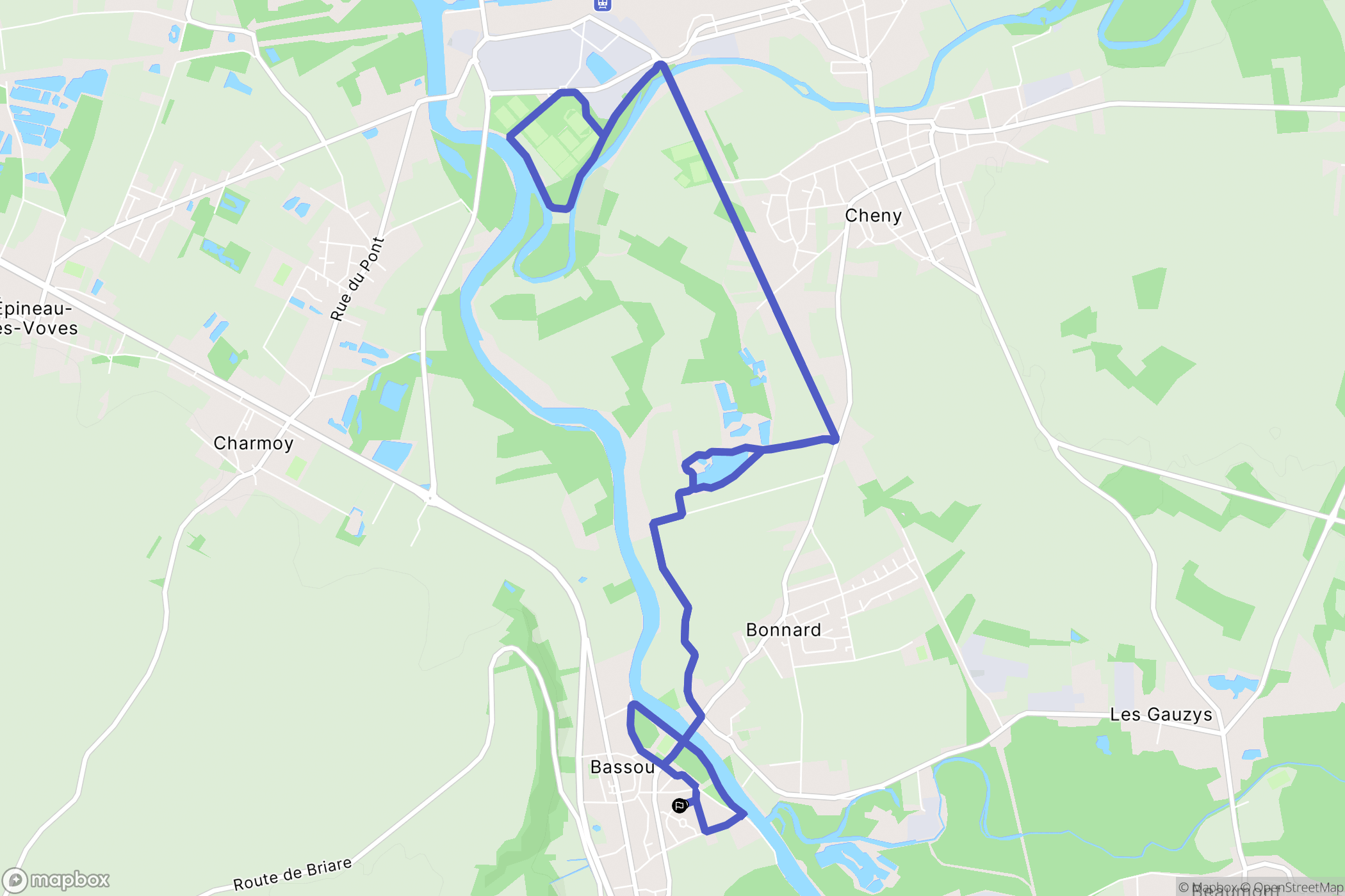 Bassou : carte du parcours de randonnée - France