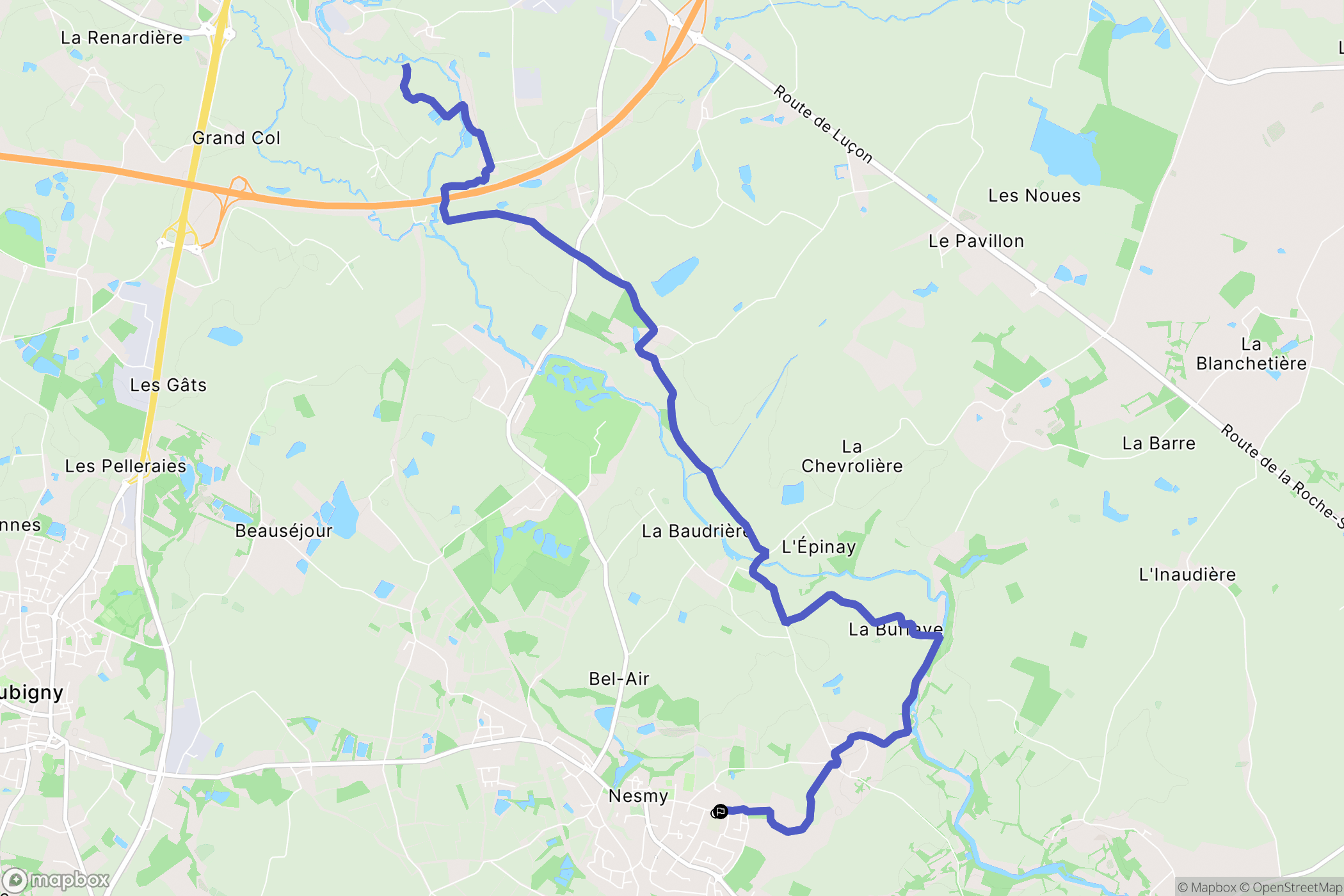 Nesmy : carte du parcours de randonnée - France