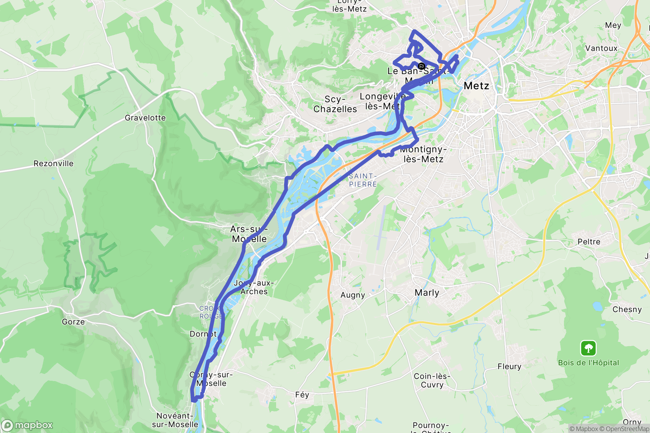 Le Ban-Saint-Martin : carte du parcours de randonnée - France