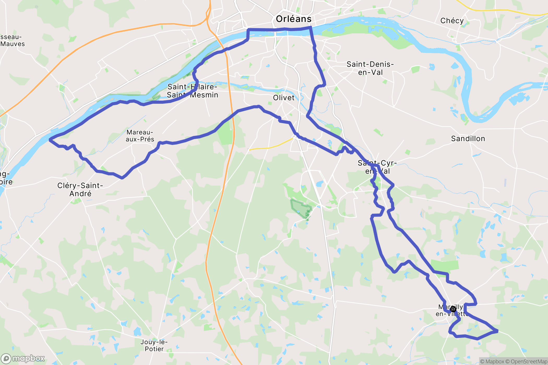 Marcilly-en-Villette : carte du parcours de randonnée - France