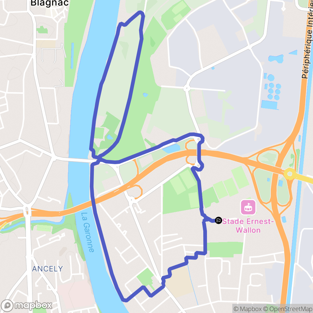Toulouse : carte du parcours de randonnée - France