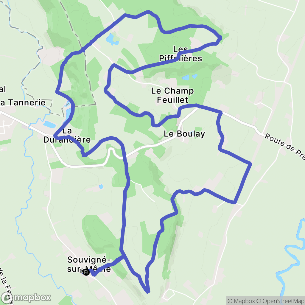 Souvigné-sur-Même : carte du parcours de randonnée - France