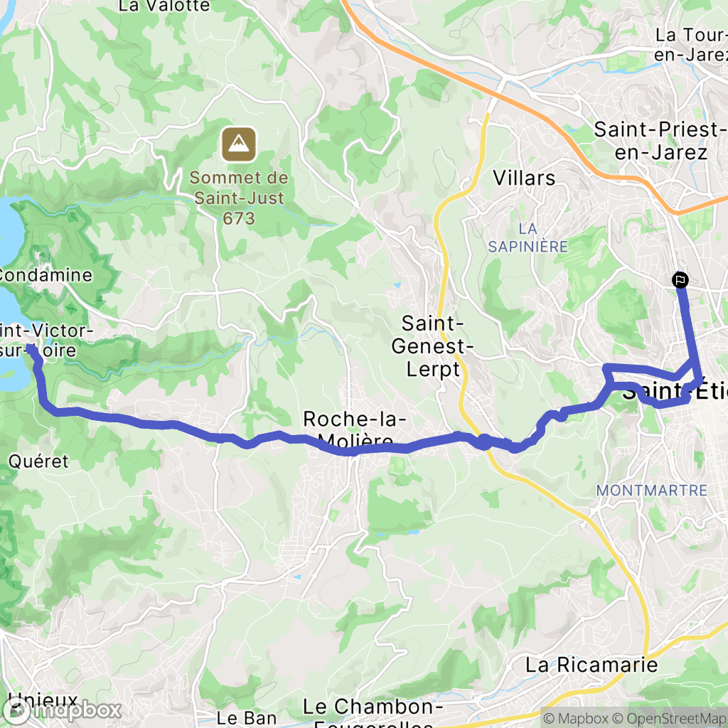 Saint-Étienne : carte du parcours de randonnée - France