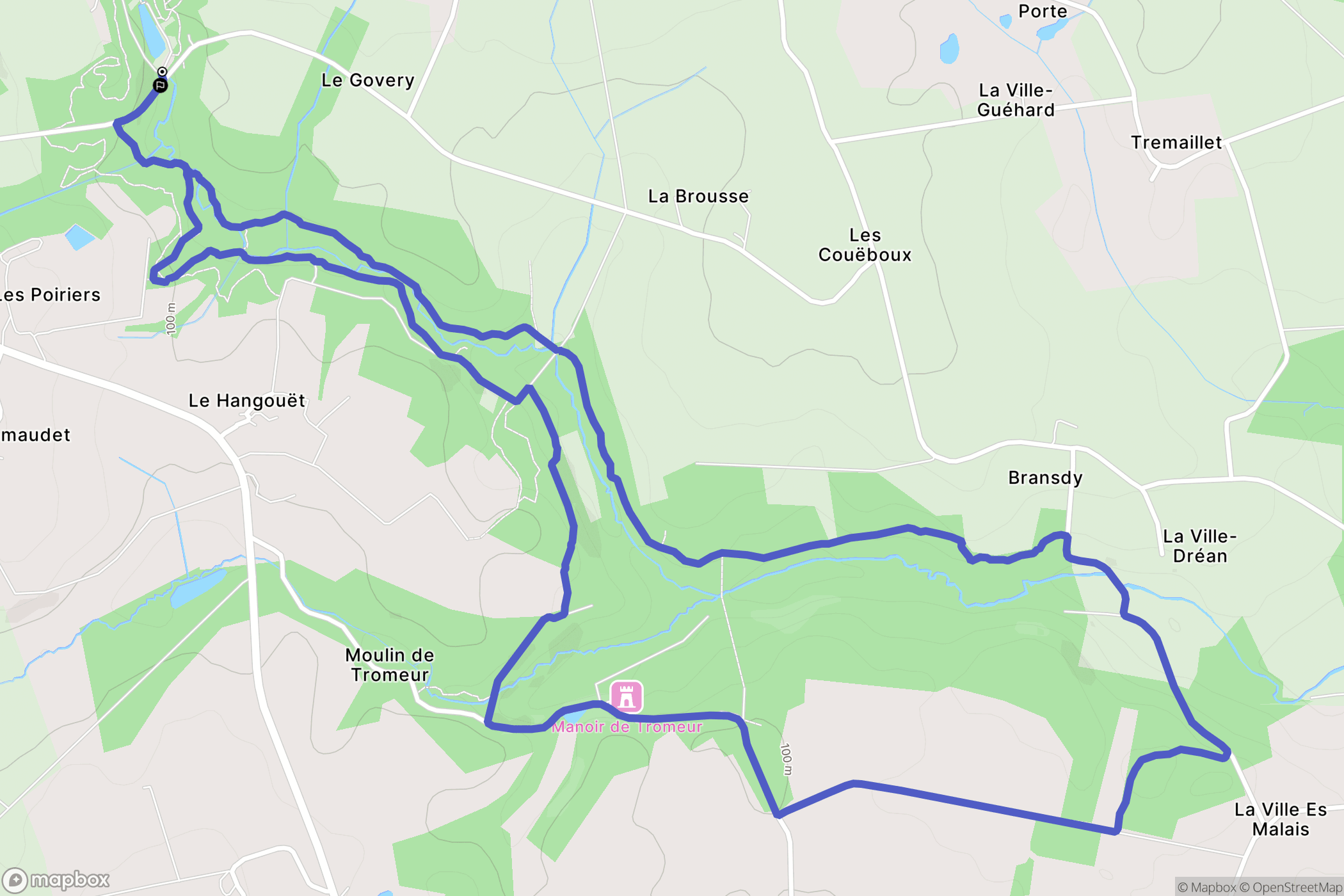 Lizio : carte du parcours de randonnée - France