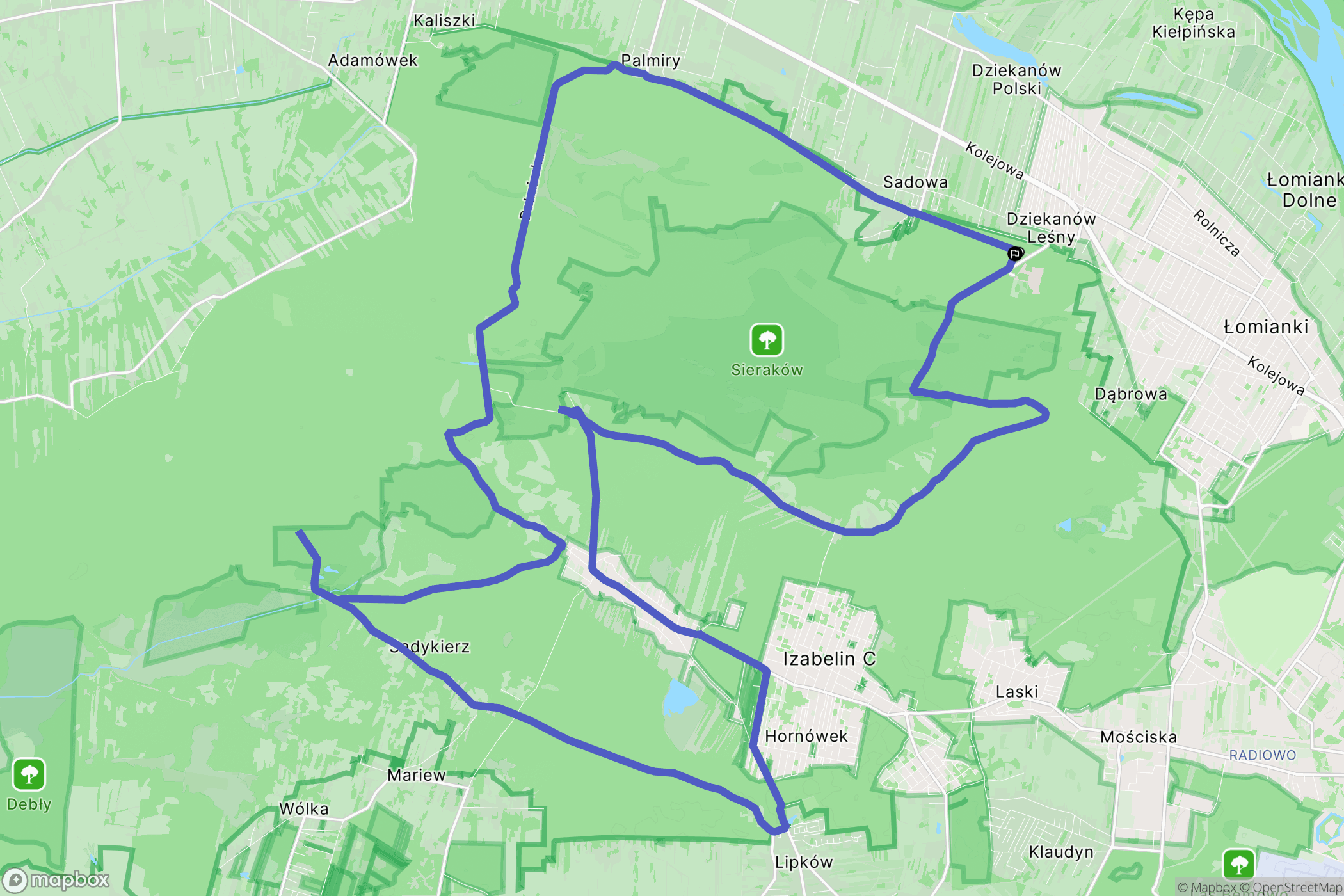 Łomianki: mapa trasy - Poland