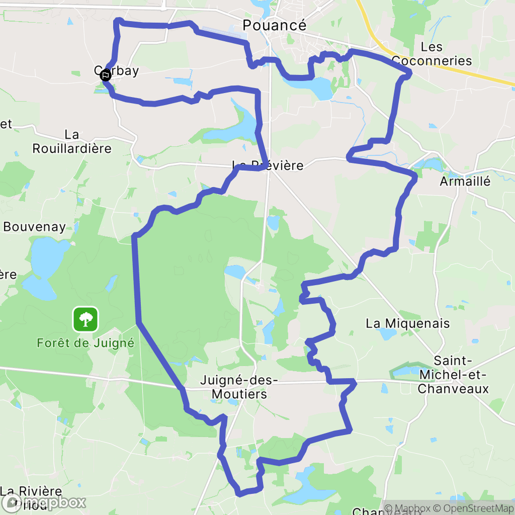Carbay : carte du parcours de randonnée - France