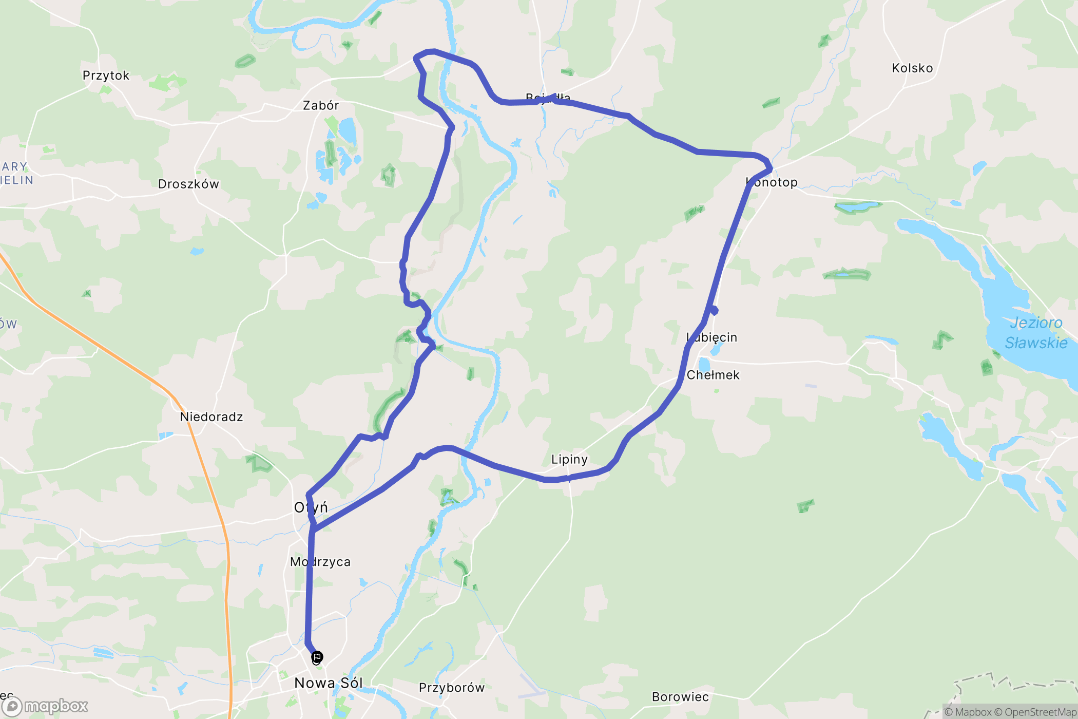 Nowa Sól: mapa trasy - Poland