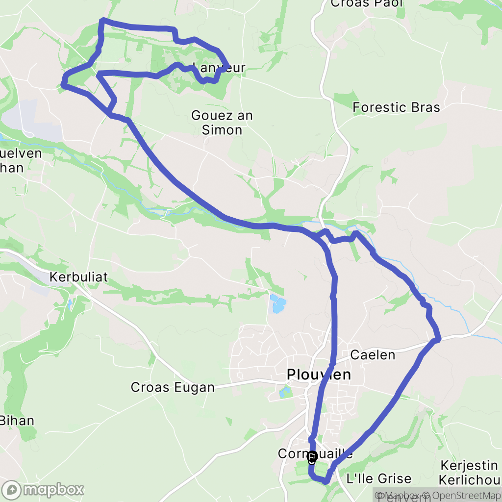 Plouvien : carte du parcours de randonnée - France
