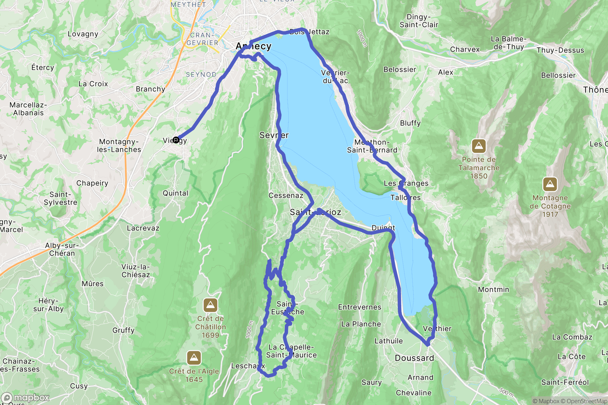 Annecy : carte du parcours de randonnée - France