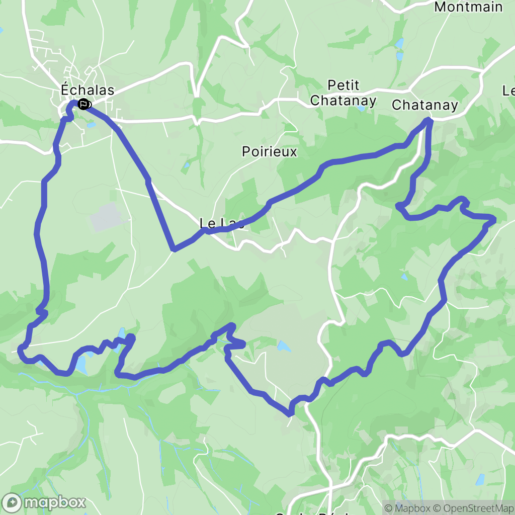 Échalas : carte du parcours de randonnée - France