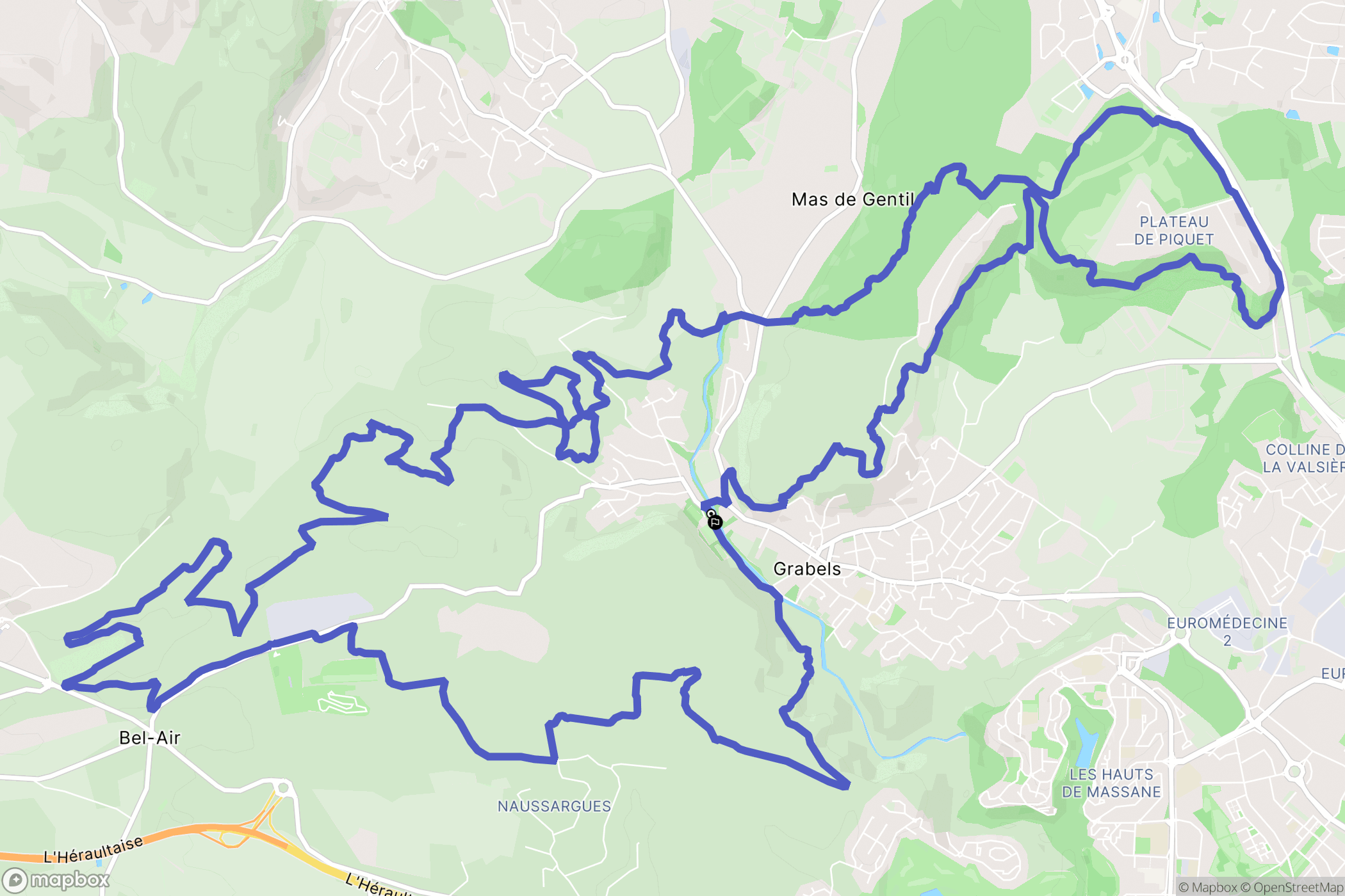 Grabels : carte du parcours de randonnée - France